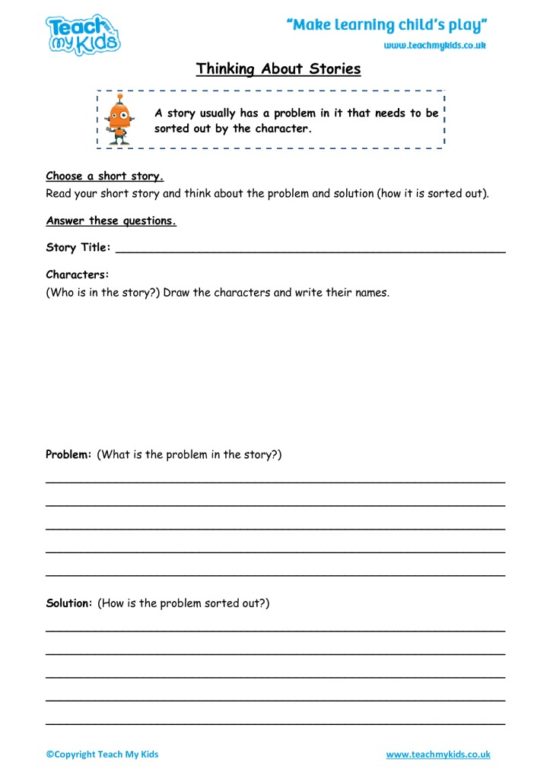 Worksheets for kids - thinking-about-stories